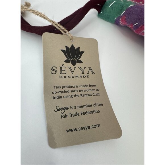 Sevya Fair Trade Bucket Bag Colorful Patchwork Boho Hippie Drawstring India NEW - Picture 3 of 6